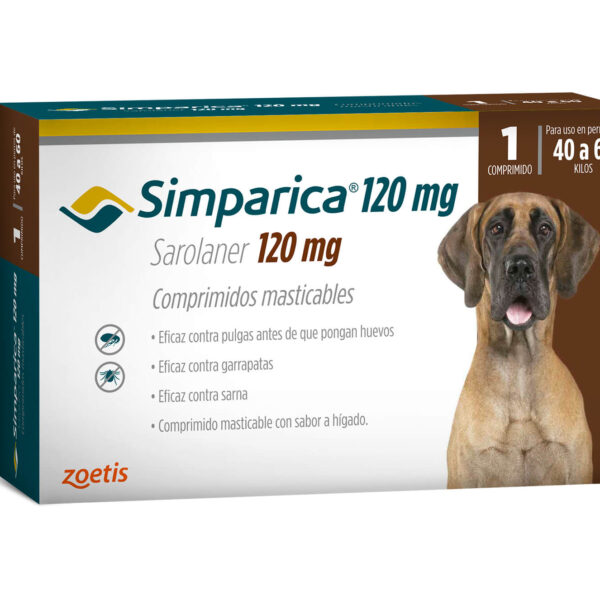 SIMPARICA 120 mg 40 Kg-60KG 3 COMPRIMIDOS | ANTIPARASITARIO PARA PERROS
