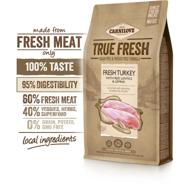 Pienso carnilove true fresh pavo para perros adultos 1,4kg - nutrición natural
