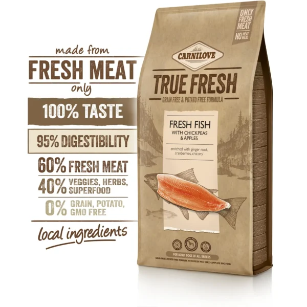 Pienso carnilove true fresh pescado para perros adultos 11,4kg - nutrición óptima
