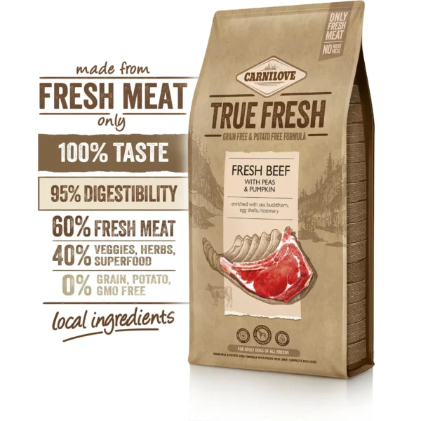 Pienso para perros adultos carnilove true fresh ternera 11,4kg - nutrición premium