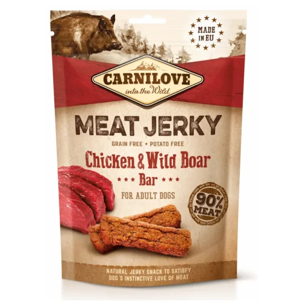 Barritas de pollo y jabalí para perros carnilove true fresh 12x100 gramos - nutrición natural
