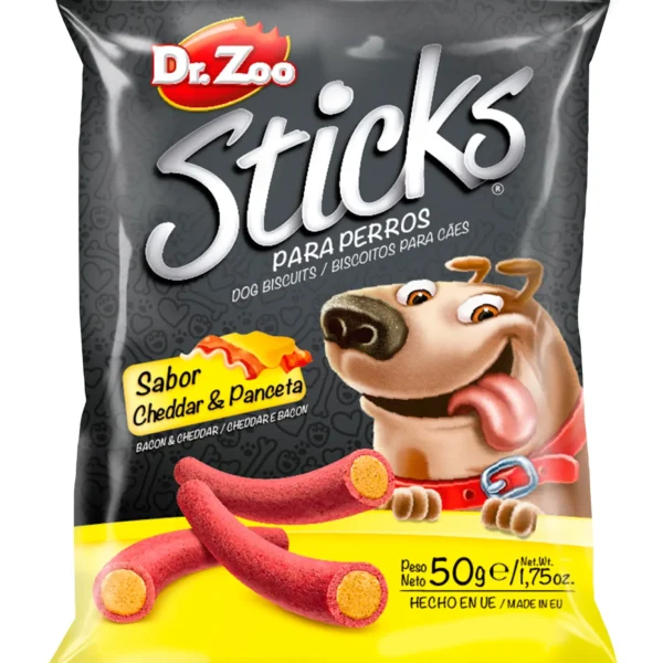 Compra sticks para perros dr. zoo de cheddar y panceta – pack 12x50gr
