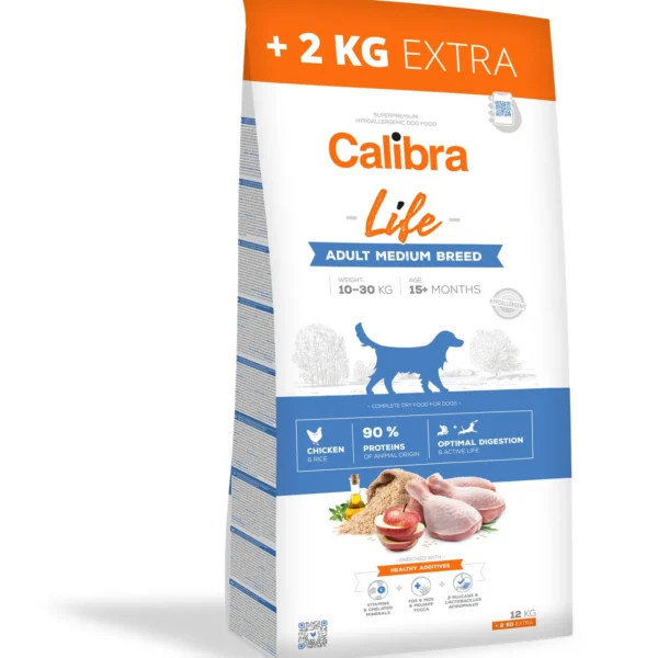 Pienso calibra dog life adulto raza mediana pollo 14kg - nutrición óptima para tu perro