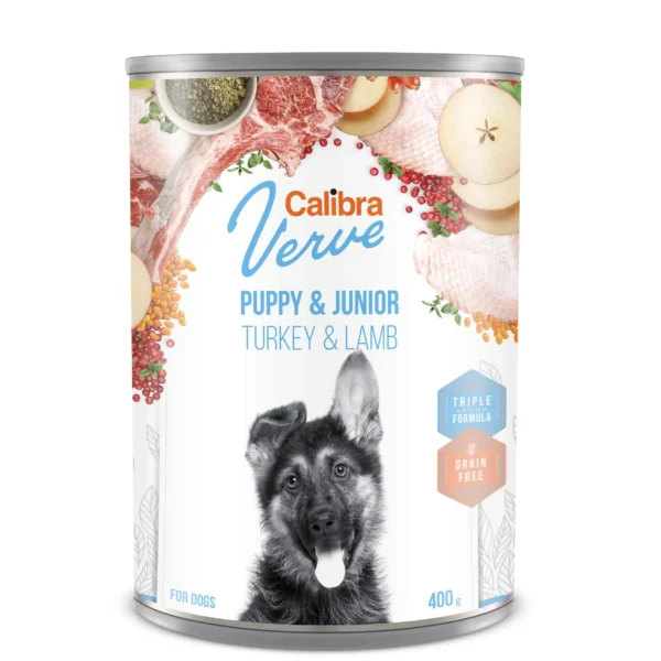 Comida para cachorros calibra dog gf verve junior pavo y cordero - caja 6x400g