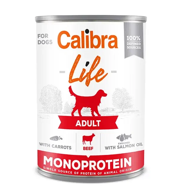 Calibra dog life adulto: lata de ternera con zanahorias 6x400g - nutrición premium para perros