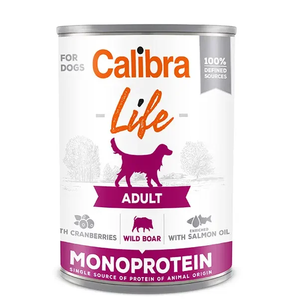 Calibra dog life adulto: lata de jabalí con arándanos 6x400g - nutrición premium para perros