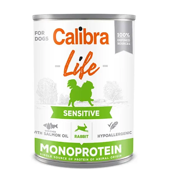 Calibra dog life lata sensitive conejo 6x400g: comida hipoalergénica para perros