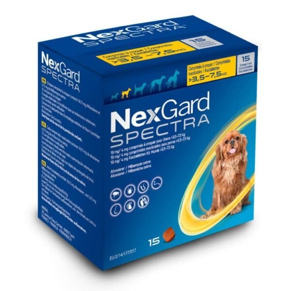 NEXGARD SPECTRA 3.5-7.5 Kg 3 COMPRIMIDOS – Antiparasitario Completo para Perros