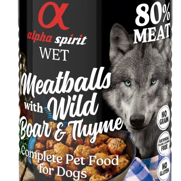 Albóndigas para perros alpha spirit de jabalí y tomillo 6x400 gramos - nutrición natural y deliciosa