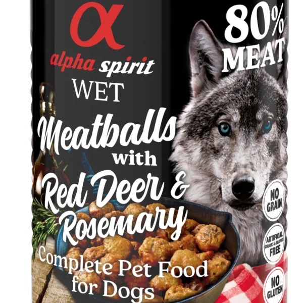 Albóndigas de venado con romero para perros alpha spirit 6x400 gramos - nutrición natural