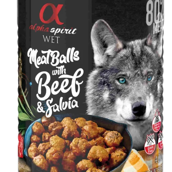 Albondigas de buey con salvia para perros - alpha spirit caja 6x400g