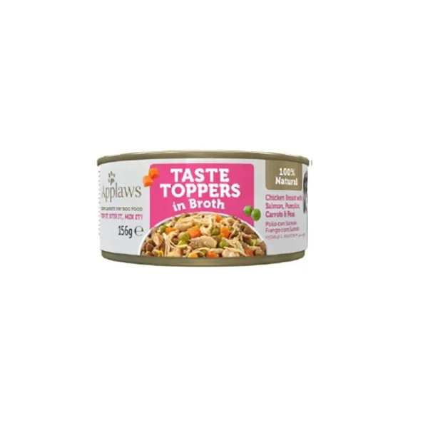 Applaws dog topper: pollo, salmón y verduras en caldo - pack 12x156g