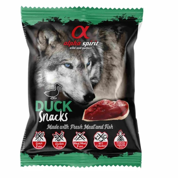 Alpha spirit canine pato snacks 24x50grs