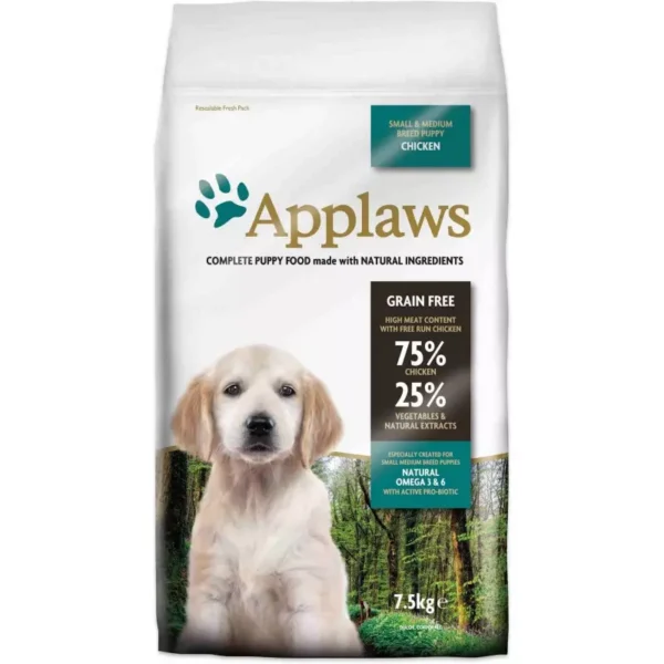 Pienso applaws para cachorros de razas pequeñas y medianas pollo 7.5kg - nutrición óptima