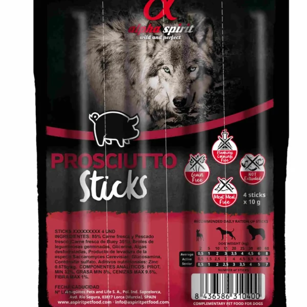 Alpha spirit canine barritas jamon 16x4uds