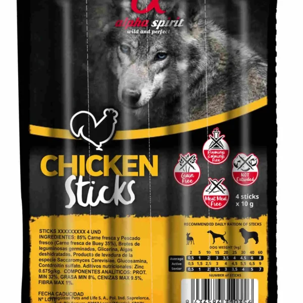 Alpha spirit canine barritas pollo 16x4uds