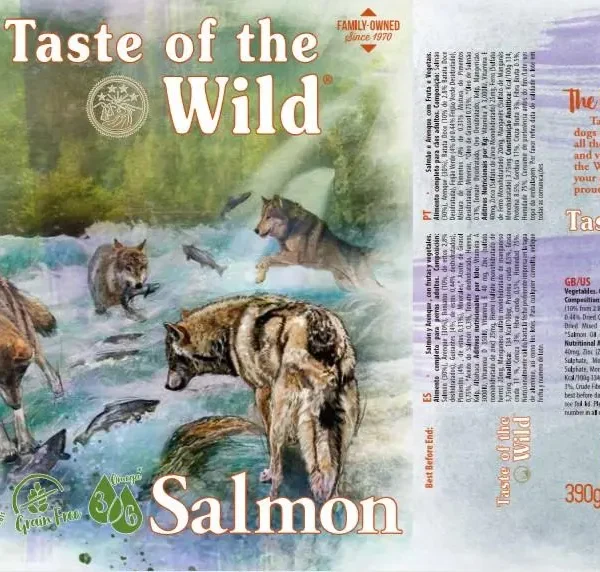 Comida premium para perros adultos: salmón y arenque con frutas - pack 7x390g