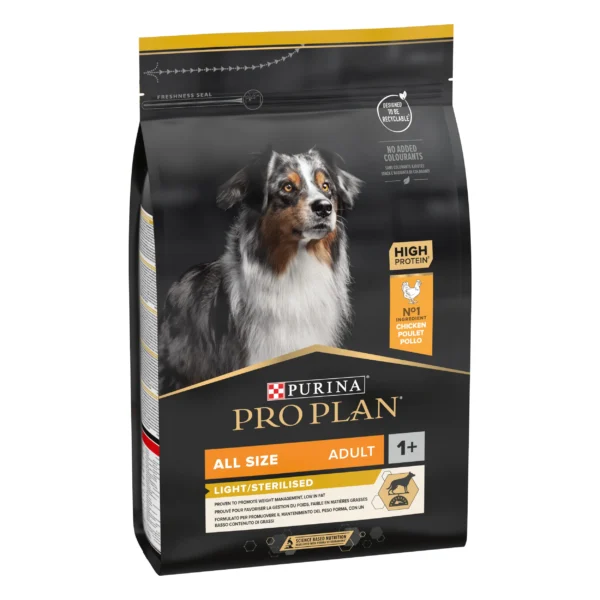 Pro plan canine adulto esterilizado light 3kg: nutrición óptima para perros