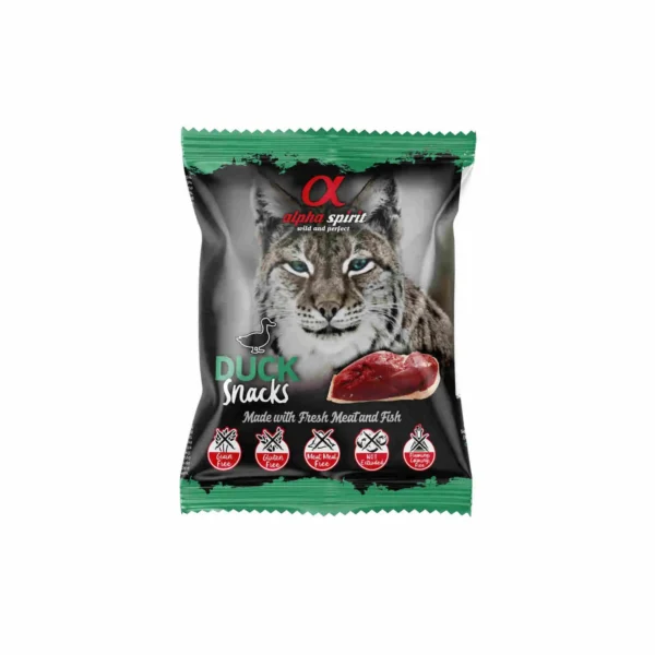 Snacks para gatos alpha spirit feline pato 24x50g - delicia natural y saludable
