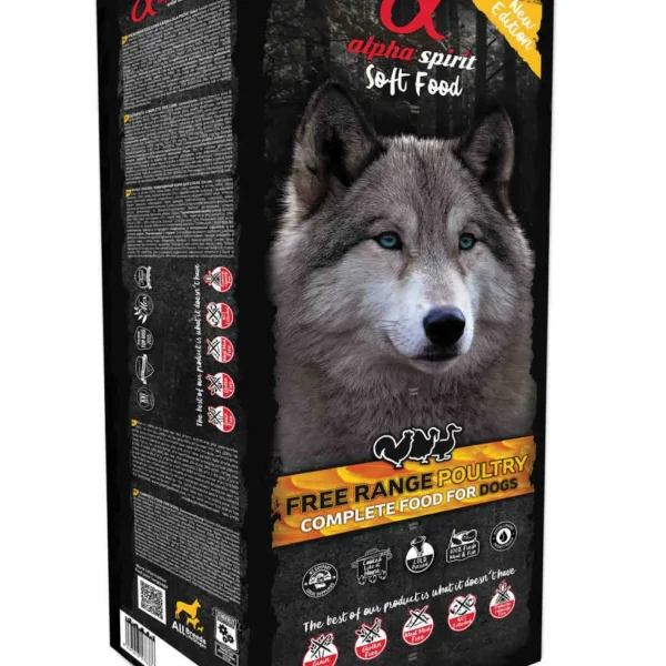 Comida semihúmeda para perros adultos alpha spirit ave de corral 9kg