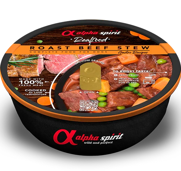 Estofado de ternera alpha spirit para perros - pack 9x280g de comida real
