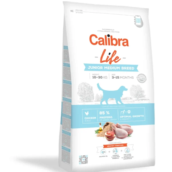 Pienso calibra dog life junior raza mediana pollo 2,5kg - nutrición óptima para cachorros