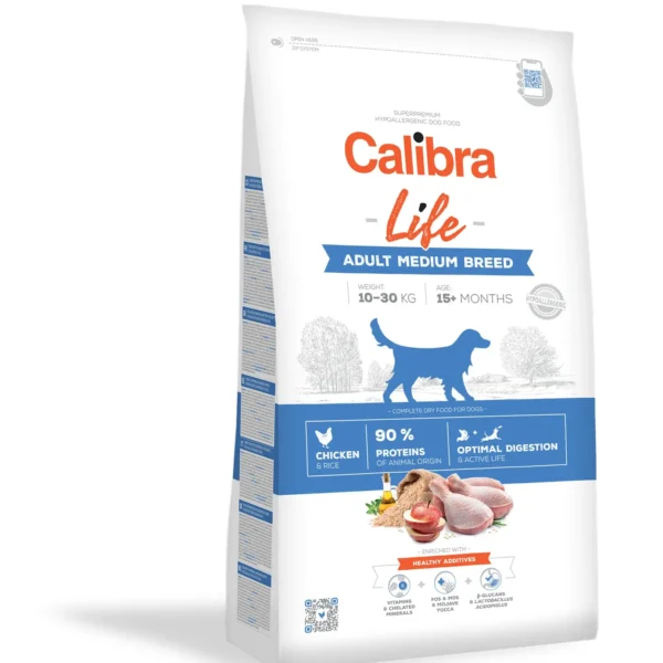 Pienso calibra dog life adulto raza mediana pollo 12kg - nutrición óptima para tu perro