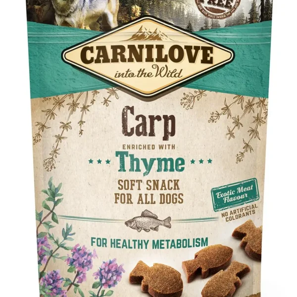 Snack semi húmedo para perros carnilove de carpa y tomillo - pack 10x200g: delicioso y nutritivo