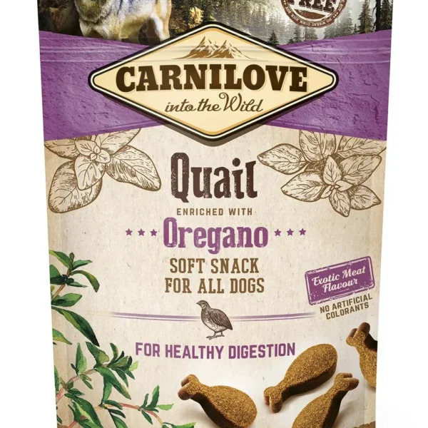 Snack semi húmedo para perros carnilove de codorniz y orégano - pack 10x200g: delicia nutritiva para tu mascota