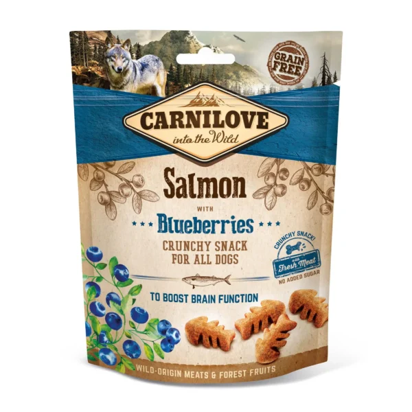 Carnilove canine crunchy snack salmon arandanos caja 6x200gr