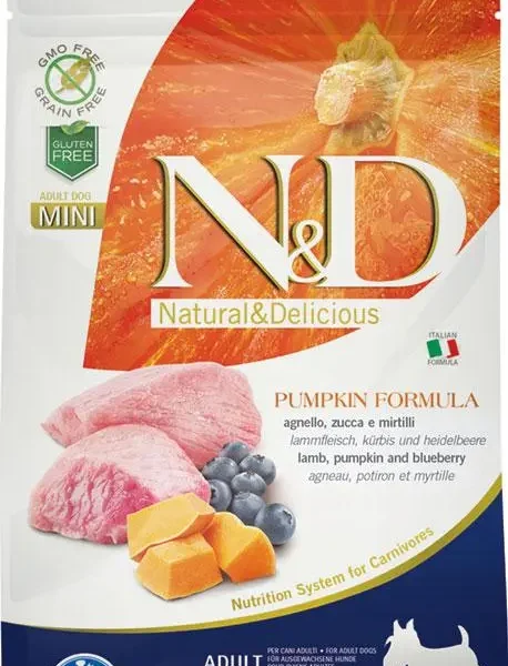 Alimento para perros mini farmina nd calabaza y cordero 800g - nutrición premium
