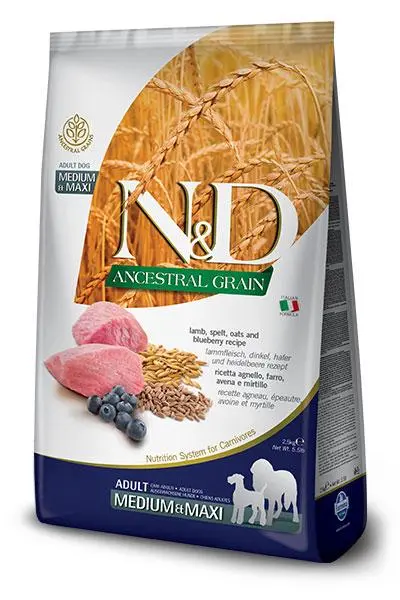 Farmina nd ancestral cordero para perros medianos y grandes 2,5kg - nutrición natural