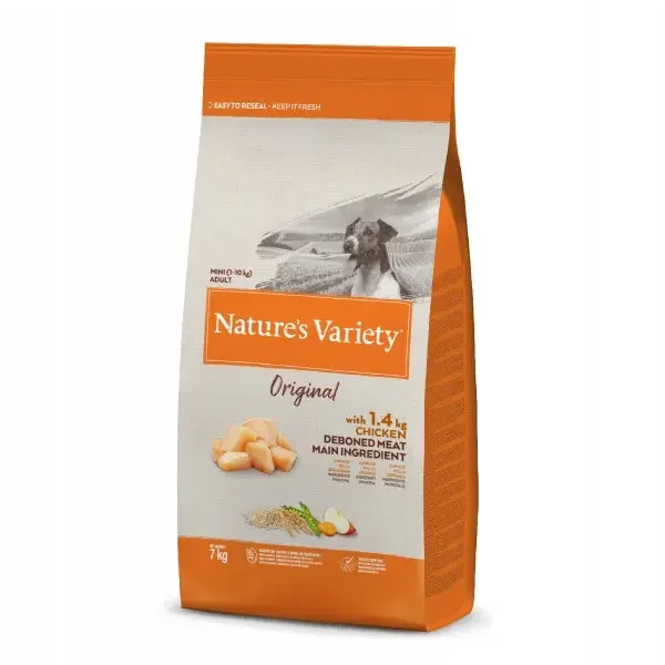 Alimento natural para perros pequeños: nature’s v original canine adult mini pollo 7kg