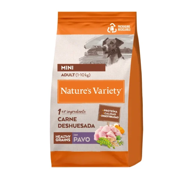 Pienso para perros mini adultos con pavo 1,5kg - nature's variety grain healthy