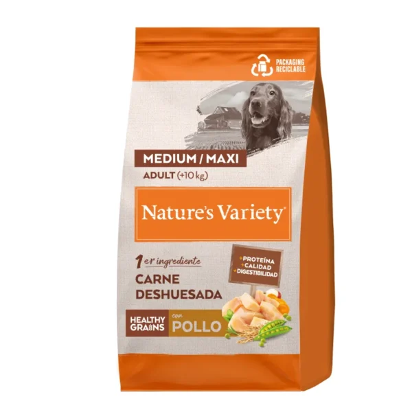 Pienso para perros adultos medianos con pollo - nature's variety 3kg