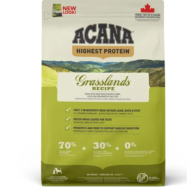 Acana canine adult grasslands prairie 2kg: nutrición premium para perros adultos