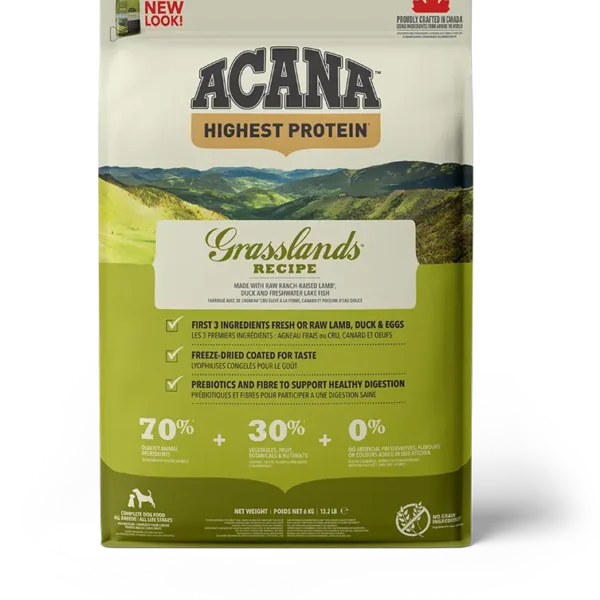Pienso acana canine adult grasslands prairie 6kg: nutrición premium para perros adultos