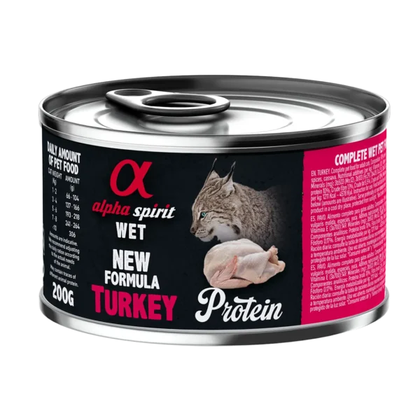 Comida para gatos alpha spirit feline pavo - pack 6x200g: nutrición premium