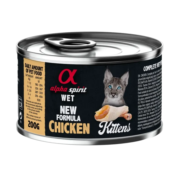 Comida para gatitos alpha spirit feline kitten pollo - pack 6x200g