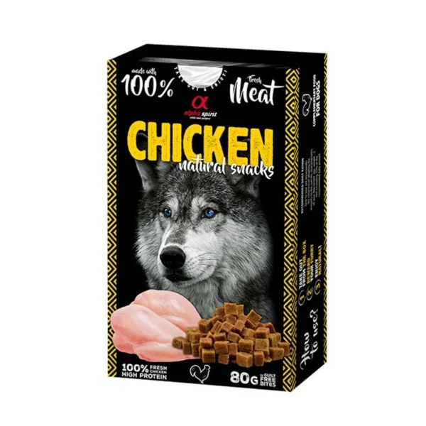 Snack natural para perros alpha spirit pollo 6x80 gramos – delicia saludable y nutritiva