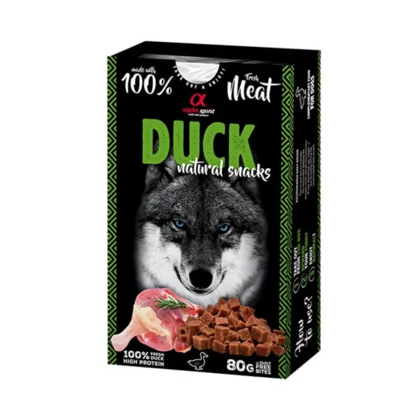 Snack natural para perros alpha spirit de pato - pack 6x80 gramos: delicia saludable y nutritiva