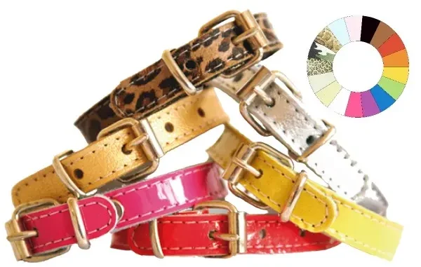 Elegante collar blanco de charol para mascotas - talla 28-32 cm