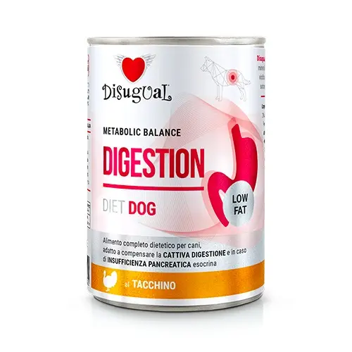 Disugual dieta para perros digestión baja en grasa con pavo 6x400 gramos - salud y bienestar canino