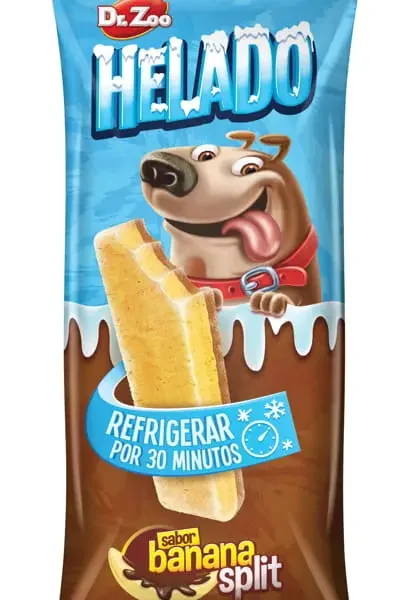 Helado para perros sabor banana split dr.zoo - pack 24x50gr: delicia refrescante para mascotas