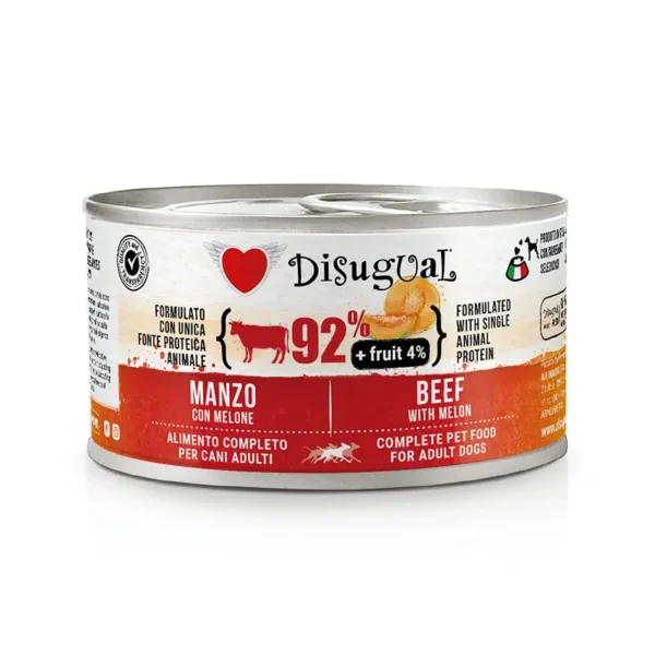 Disugual fruit dog: comida para perros de ternera y melón 12x150 gramos - nutrición y sabor