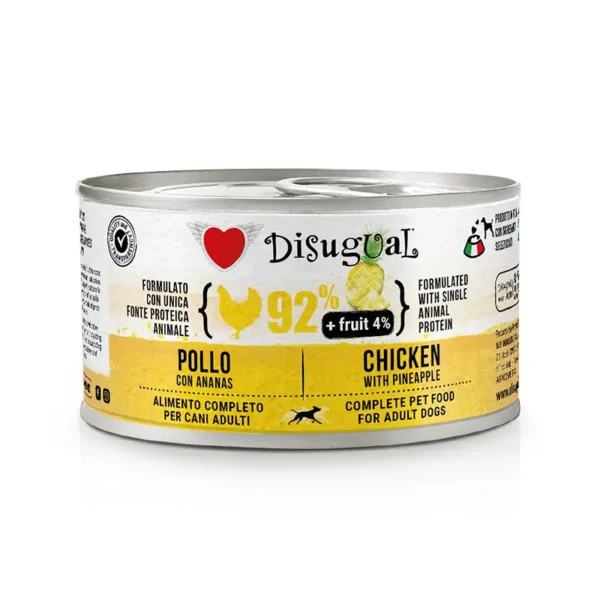 Disugual fruit dog: comida para perros de pollo y piña 12x150g - nutrición saludable