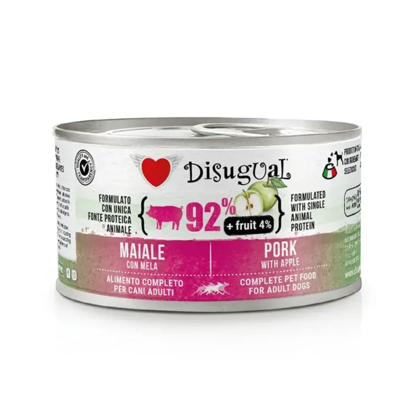 Disugual fruit dog: delicioso cerdo y manzana para perros - pack 12x150 gramos