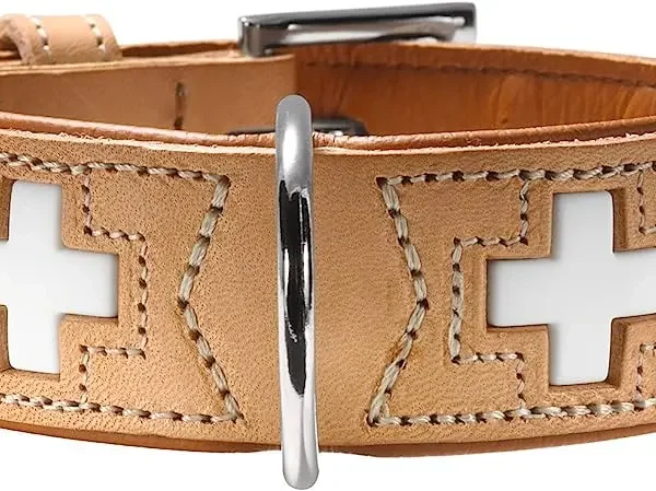 Elegante collar swiss de cuero orgánico bg 55 para mascotas
