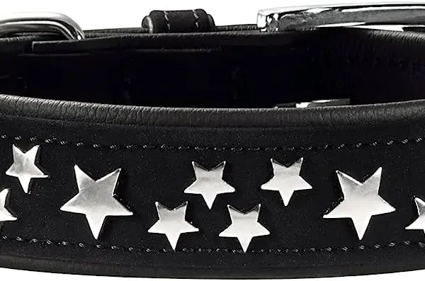 Collar de cuero nubuk ng 60 con estrellas softie para mascotas - elegancia y comodidad