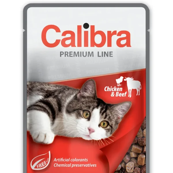 Calibra cat pouch pollo y ternera - comida húmeda para gatos adultos - caja 24x100g